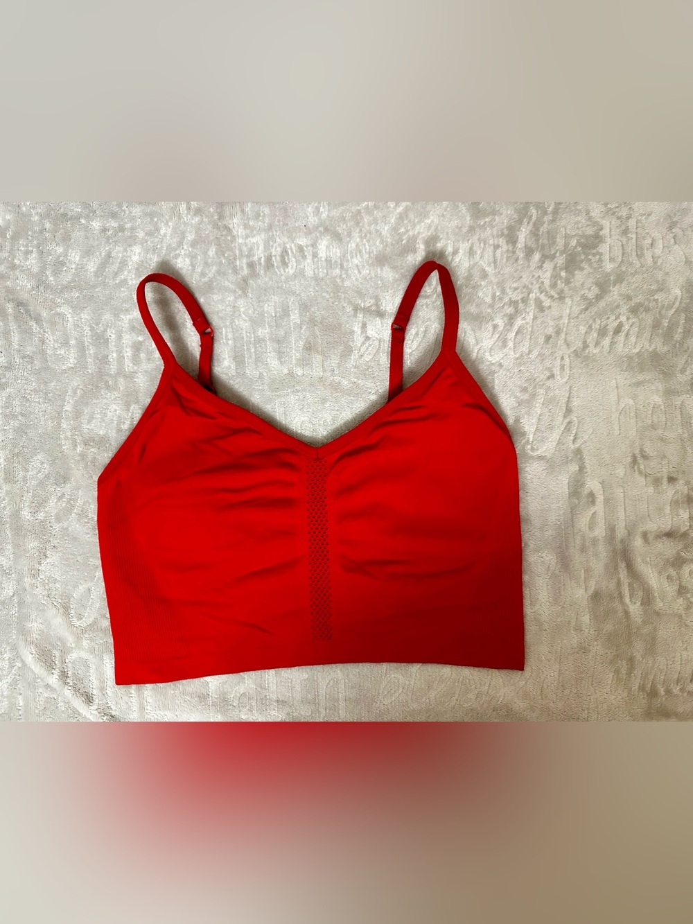 Fabletics Sync Seamless Bralette V-Neck Sports Bra Red